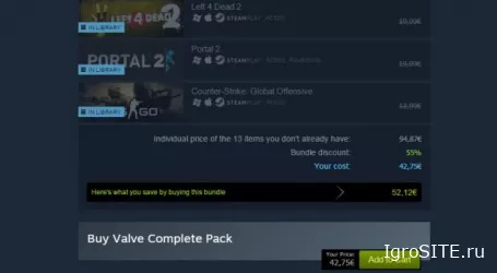 Скидка на наборы Steam теперь зависит от имеющихся игр
